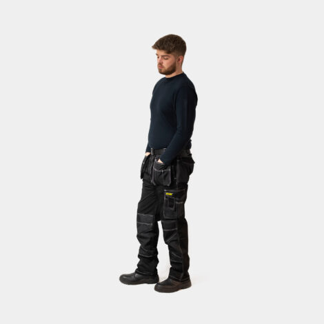 Mens Heavy Duty Cargo Holster Pocket Work Trousers By SITE KING Contrast  Stitching with Knee Pad Pockets - Site King