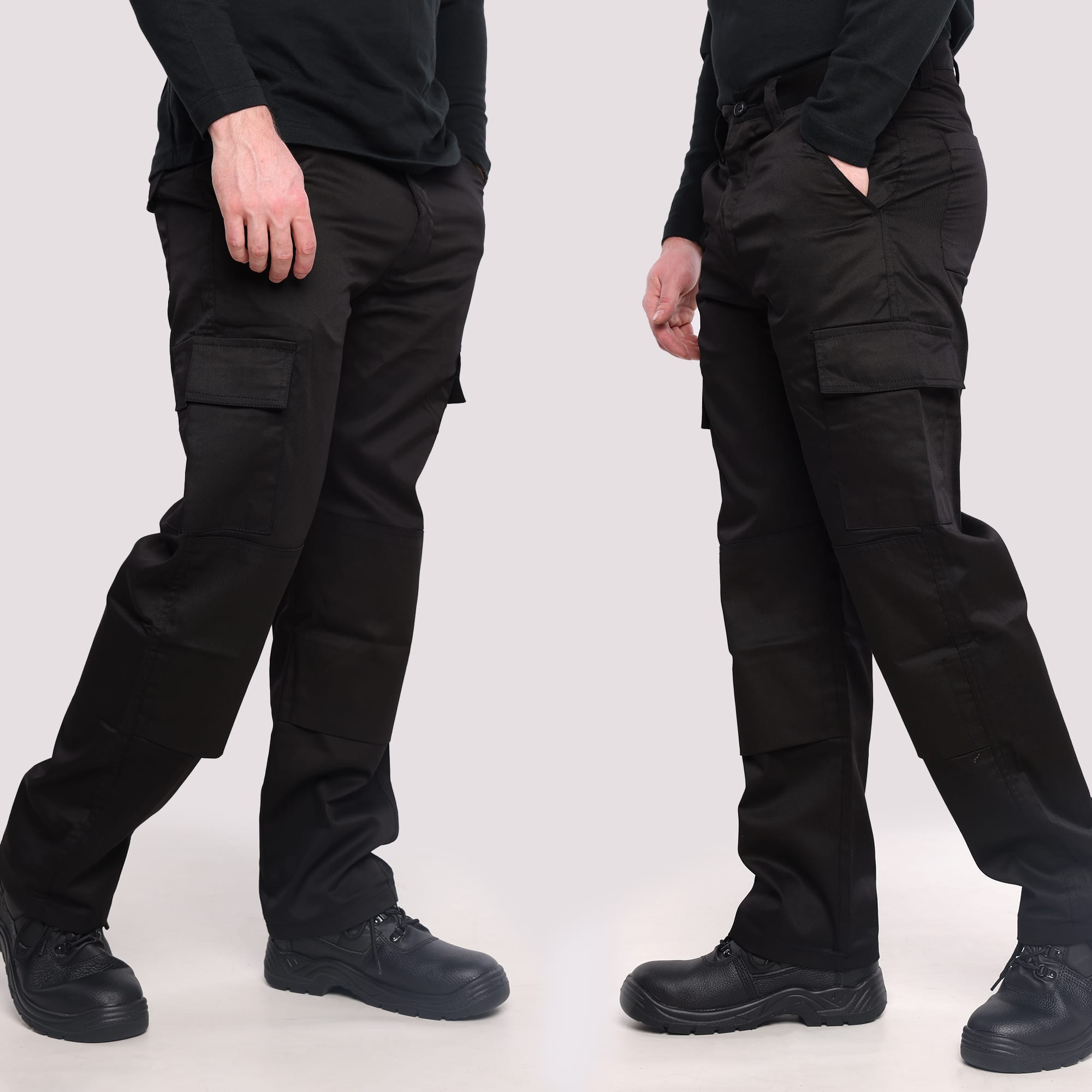 Mens Cargo Work Trousers Size 28 to 52 Black or Navy Cargo Combat Trousers  by BWM (28 Waist/Short Leg, Black) : : Fashion