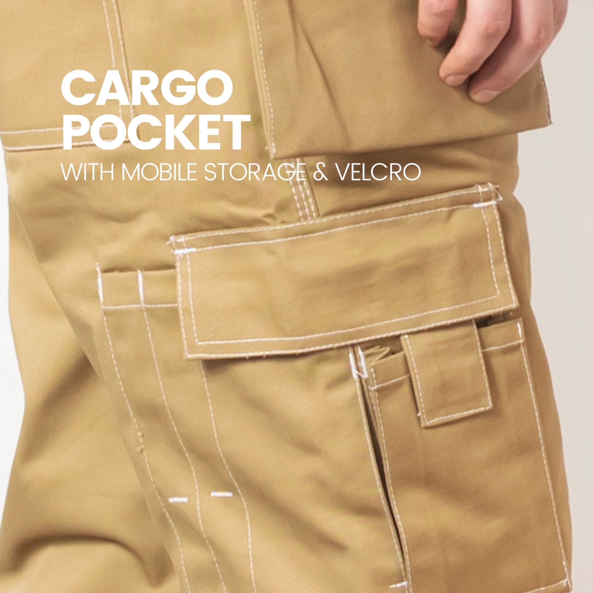 Mens Site King Multi Pocket Cargo Work Trousers with an Elasticated Waist
